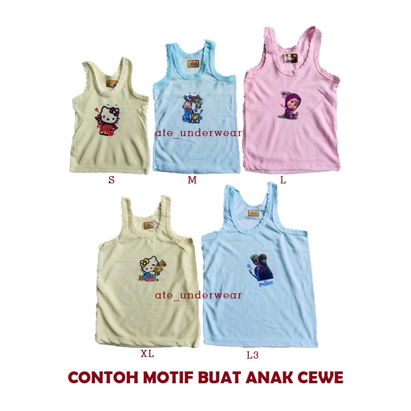 AT002-Grosir 12 pcs singlet anak sablon karakter