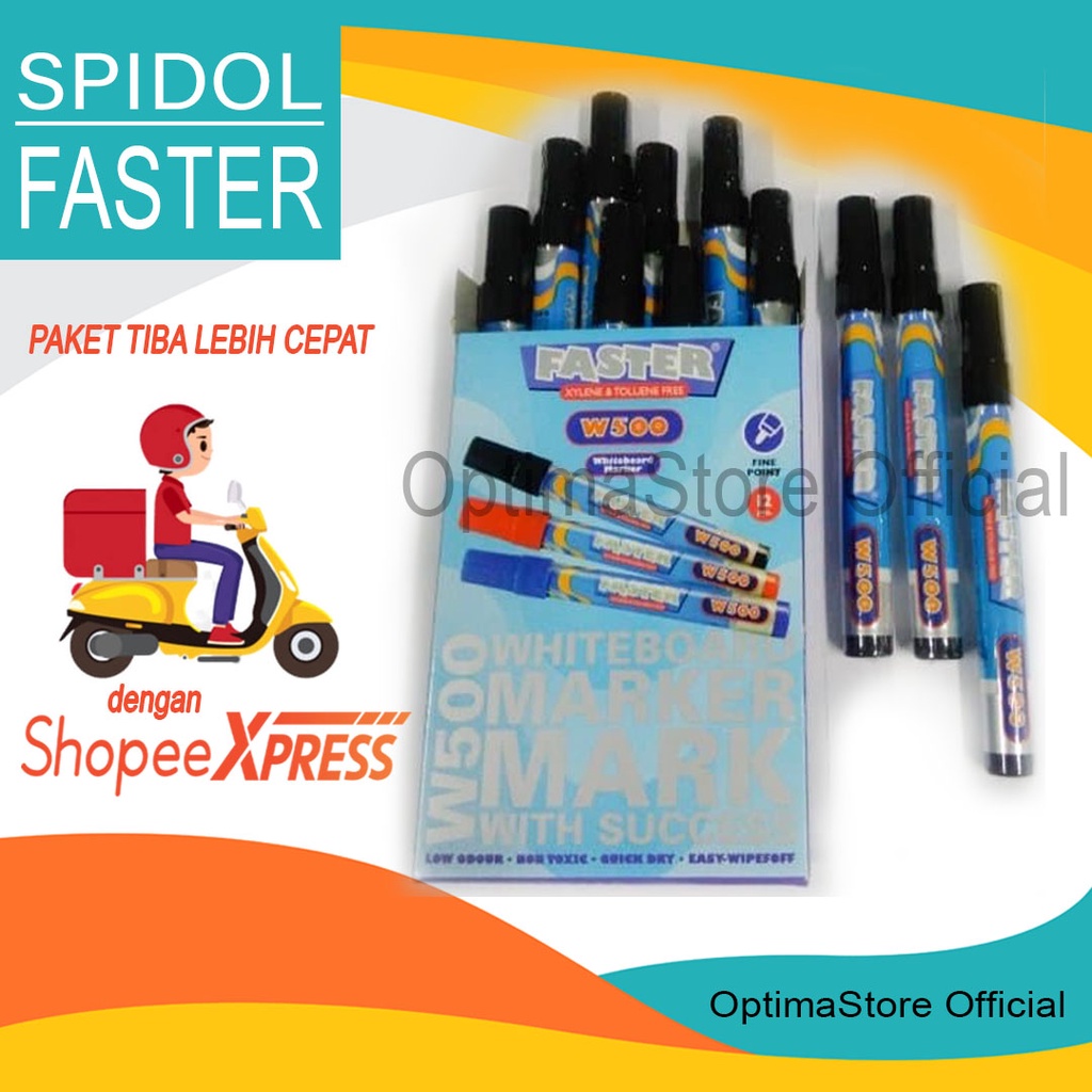 

Spidol Faster W500 Whiteboard Marker Hitam/Biru/Merah