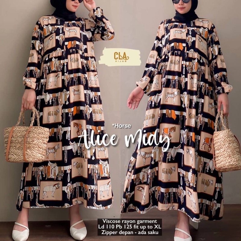 (RPA) ALL MIDI GAMIS DRESS RAYON UNIQLO PART 2-MIDI HORSE