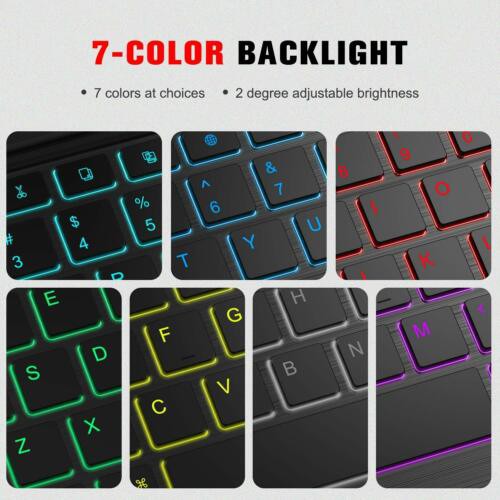 Keyboard Backlit RGB LED Wireless Bluetooth Smart Cover Book Leather Case Samsung Galaxy Tab S6 Lite 10.4 P615 P619 P620 A7 2021 8.7 T220 T225 2020 LTE T505 Wifi T500 S7 11&quot; S7+ Plus 12.4&quot; FE T736 2022 A8 10.5&quot; X200 X205 2023 S8 5G S9 A9 Inch Magnetic USB