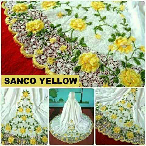 SANCO YELLOW  Mukena Mukena Dewasa Murah Premium Traveling Bali Jumbo Alat Sholat