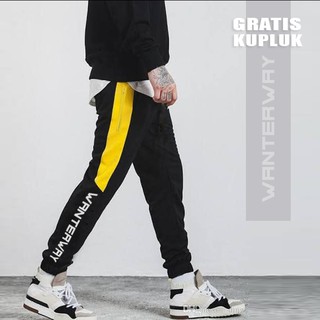  Celana  training pria  trackpants sidestripes jogger 