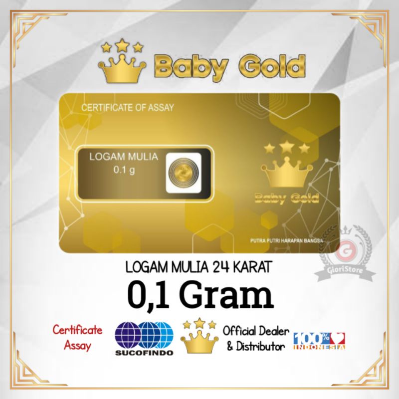 BABYGOLD 0.1 Gram Logam Mulia Emas Mini Asli 24 Karat