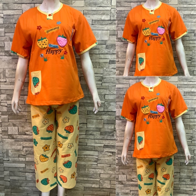 DAILILAN CP STANDAR | BAJU TIDUR | PIYAMA | COD-Yummy Orange