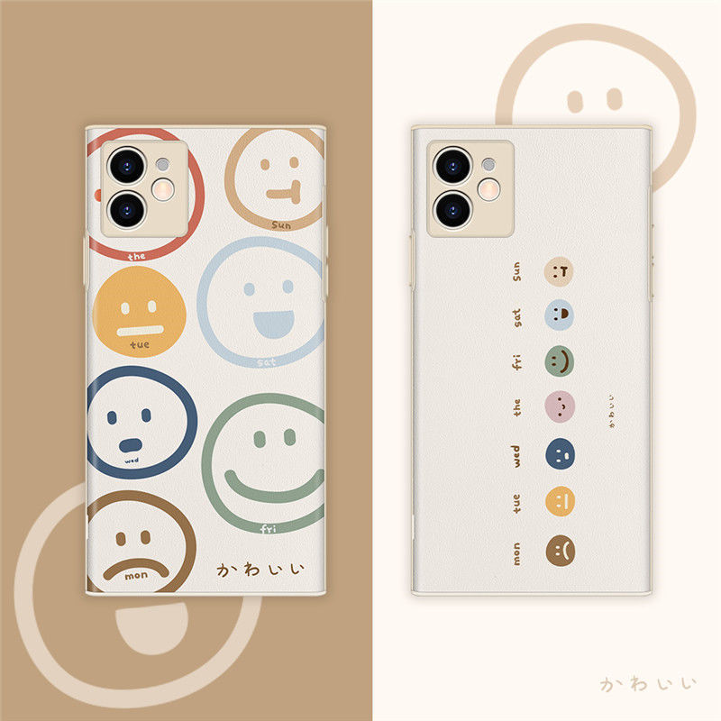 Casing Ponsel Emoticon Smiley Cangkang Lurus IPhone 11 12promax Cute iPhone Case 7 Mile 8Plus SE X All-Inclusive XS Drop Protection XR XSMAX 11promax 12 12promax