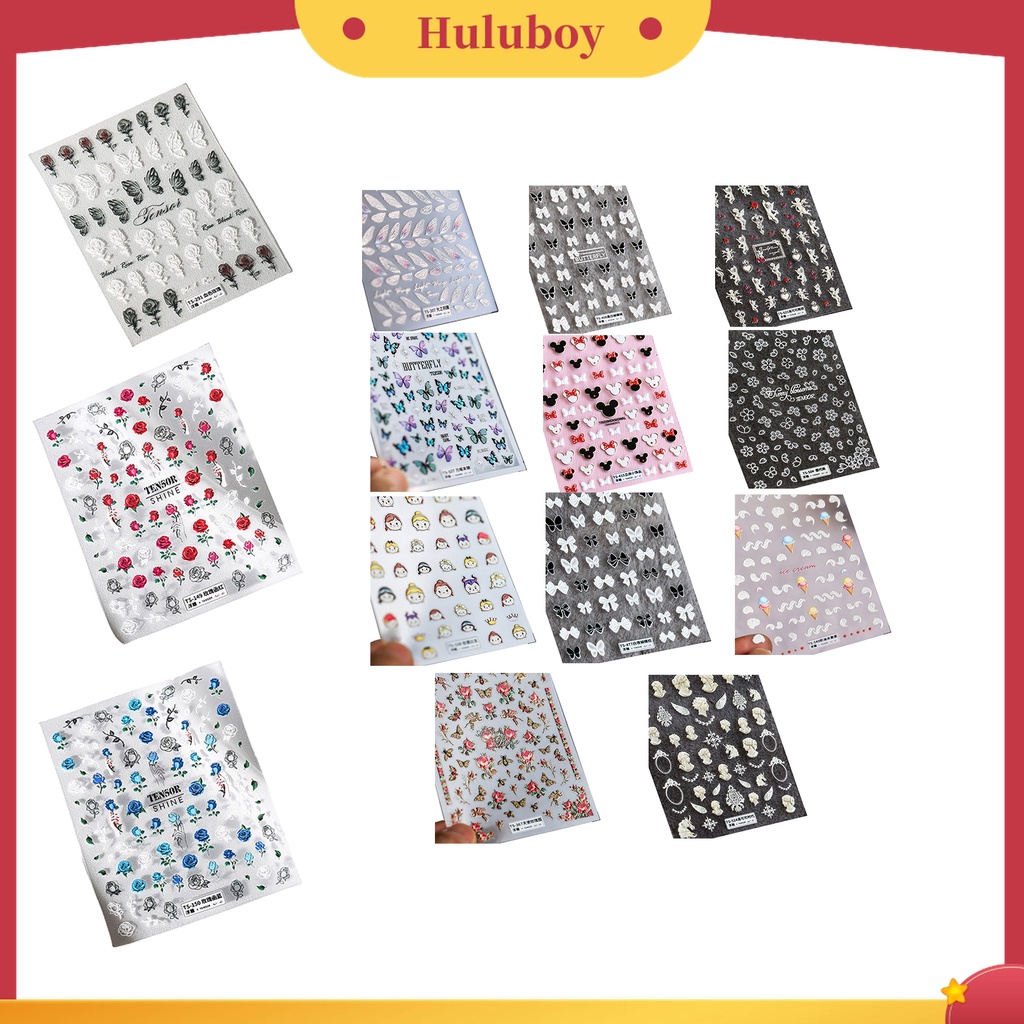 Huluboy Huluboy♡ Stiker Kuku Aneka Bentuk Ultra Tipis Untuk Nail Art