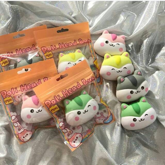 Squishy licensed mini poli head bun murah