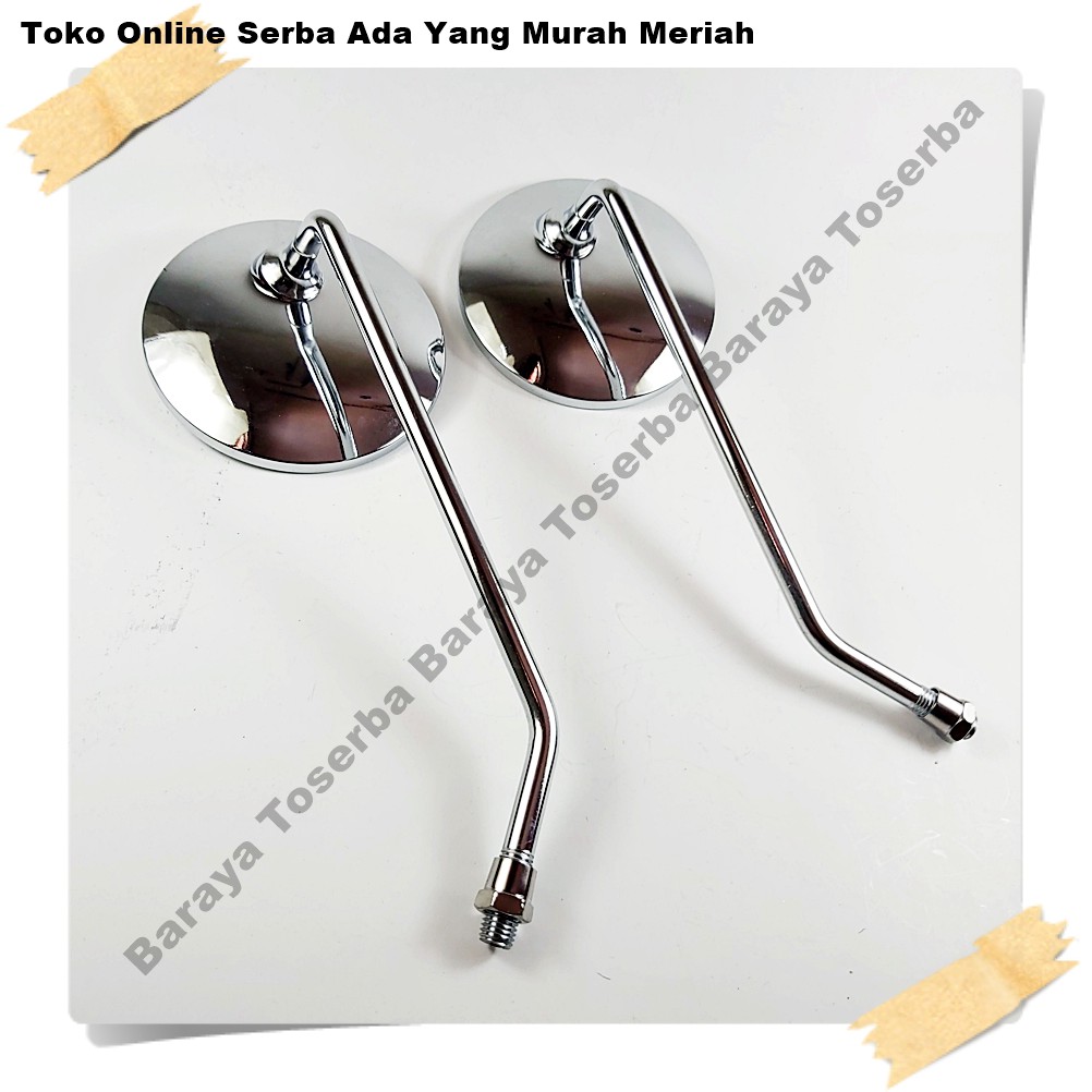 Spion Bulat Yamaha Klasik  Chrome Tiang Panjang Motor Retro Japstyle