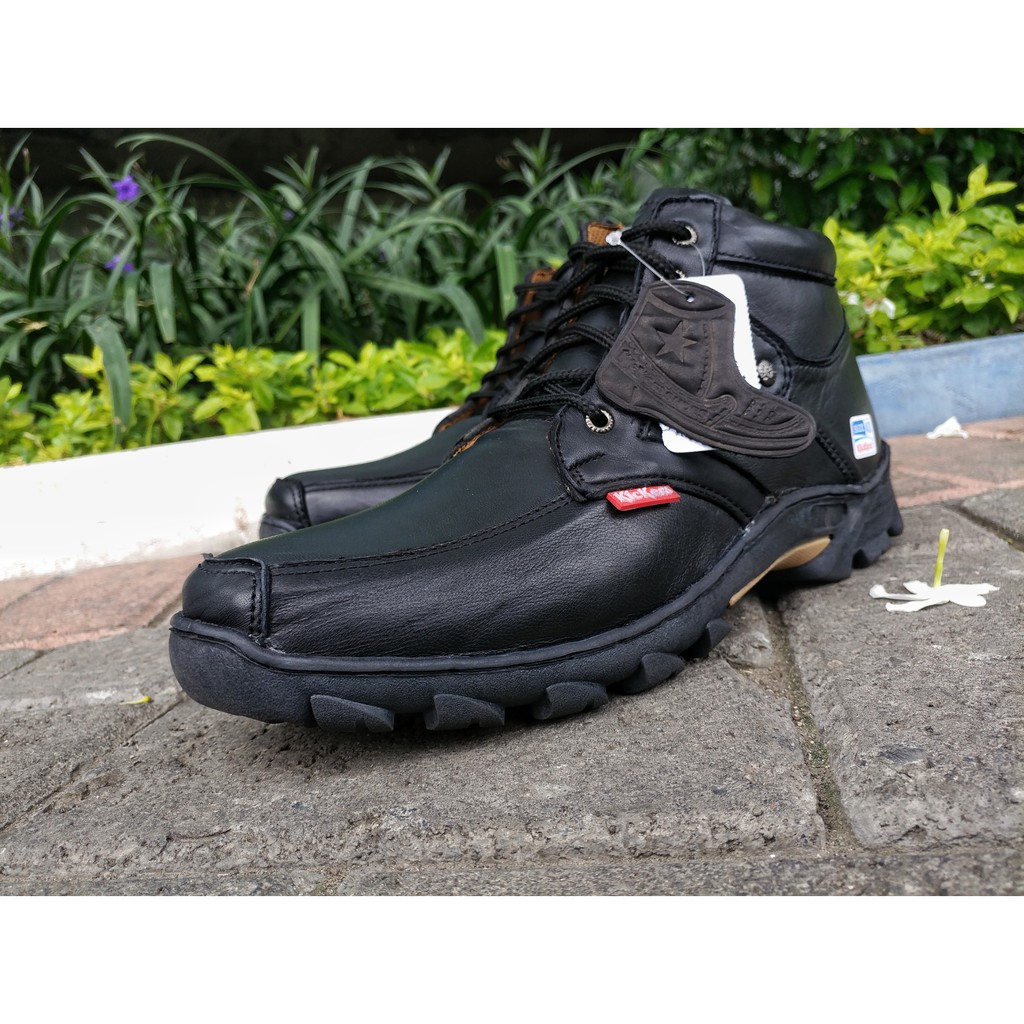 sepatu boots kulit pria bahan kulit asli C1