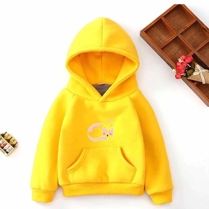 Hoodie Meow Saranghae  Anak Fleece Pakaian Anak