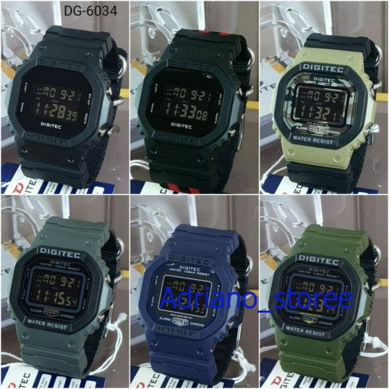 Jam tangan Original DIGITEC 6034 kanvas Tahan air