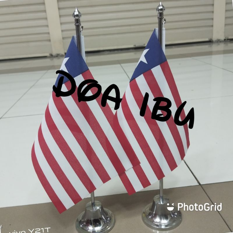 

best seller tiang stenlis meja+bendera LIBERIA ready stock