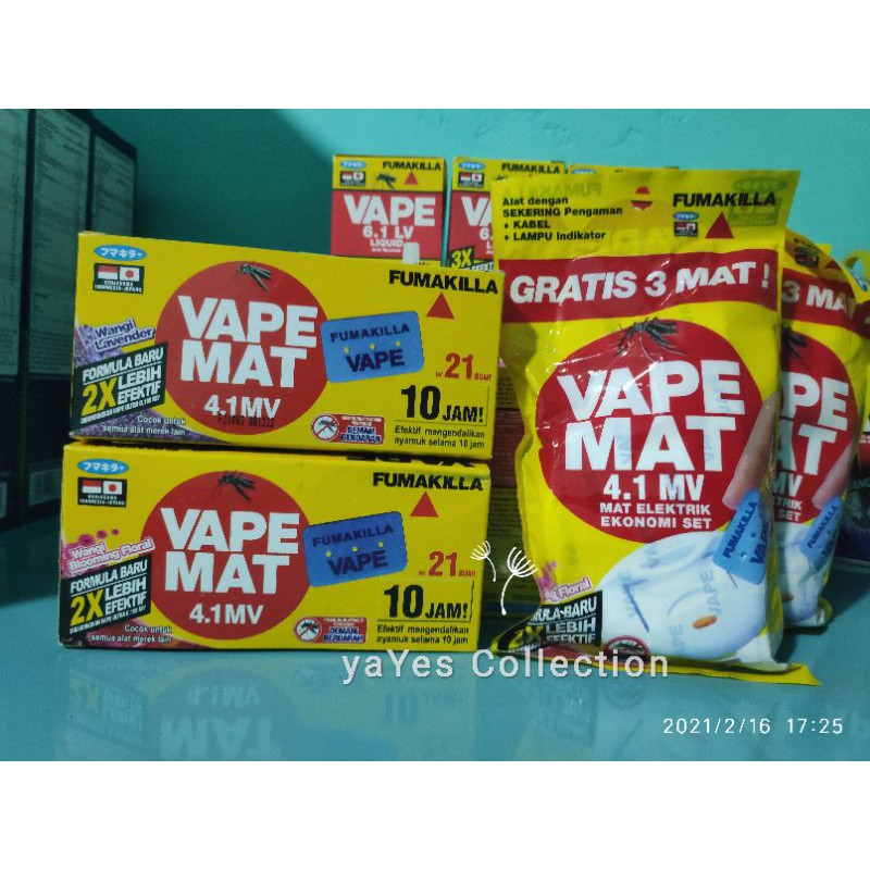 Vape MAT 45 Buah - 21 PCS Elektronik Ekonomi Set Alat + Refil Lavender Floral Nyamuk Bakar Fumakilla mat One Push