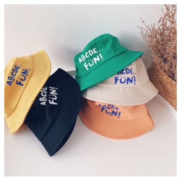 (HZ) TOPI BUCKET FASHION HAT ANAK MOTIF HURUF - TOPI ANAK UNISEX MOTIF ABCDE FUN