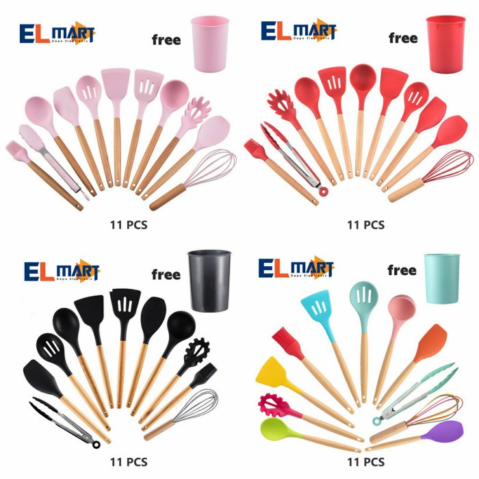 Peralatan Masak Set Spatula Silikon Utensil Set 12pc Sutil BT02