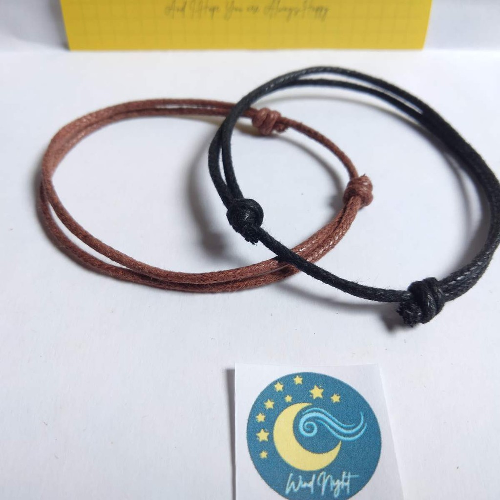 Gelang Polos Tali Warna Hitam dan Coklat