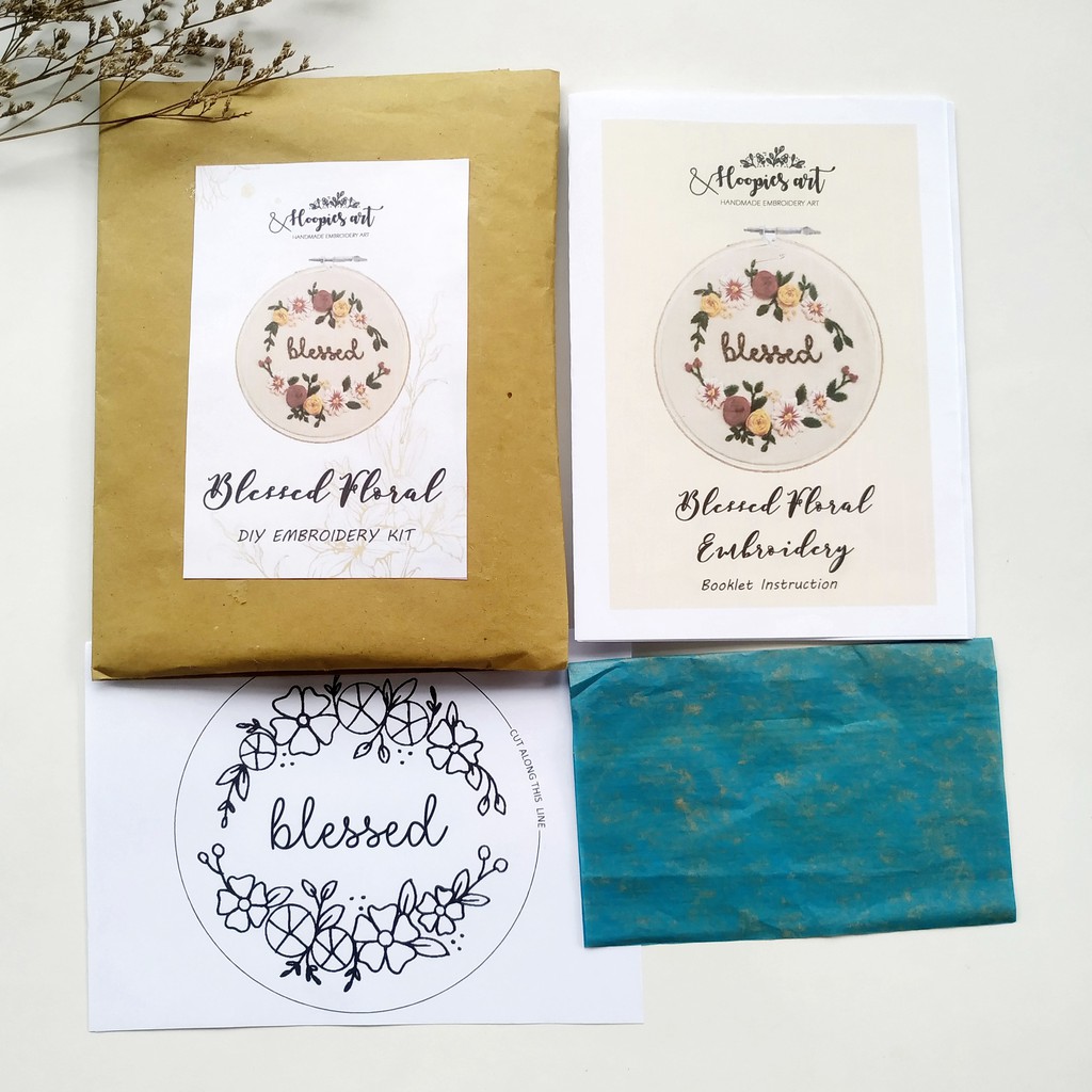 EMBROIDERY PATTERN "BLESSED FLORAL" (Beginner) / Pola Sulam/ Pola untuk Menyulam