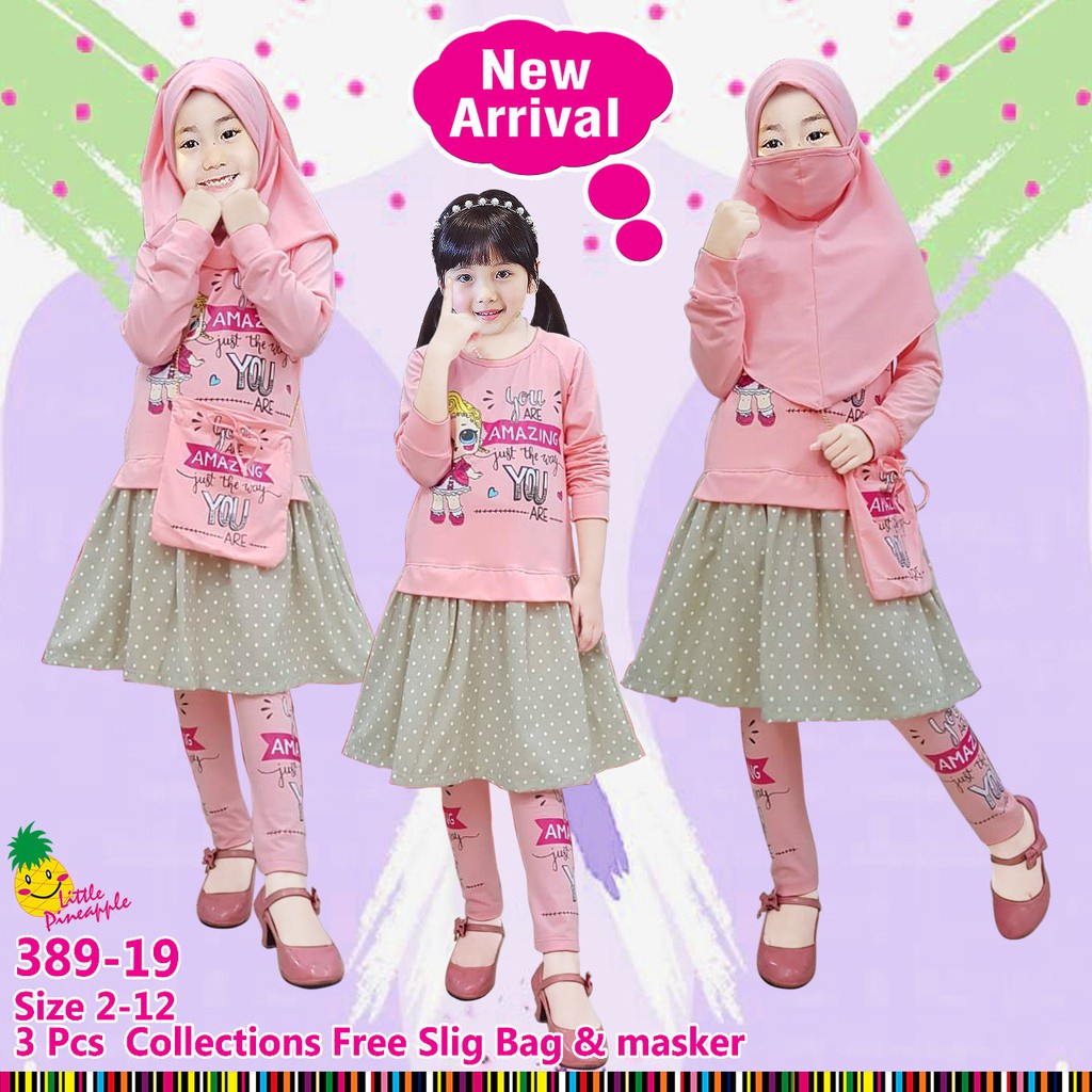 LITTLE PINEAPPLE / SETELAN KAOS / KAOS ANAK / BAJU HARIAN / LP 389-19