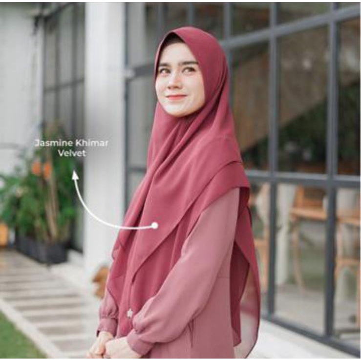 Jasmine Khimar by  Hijab Princess HPC warna VELVET | Hijab instan mucha badres kerudung langsung jil