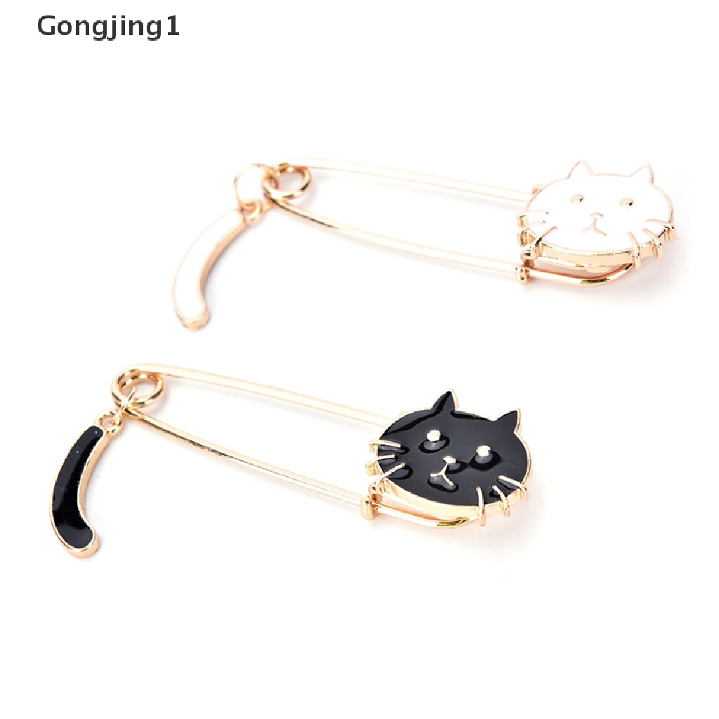 Gongjing1 Bros Pin Desain Kucing Hitam Putih Aksesoris Wanita