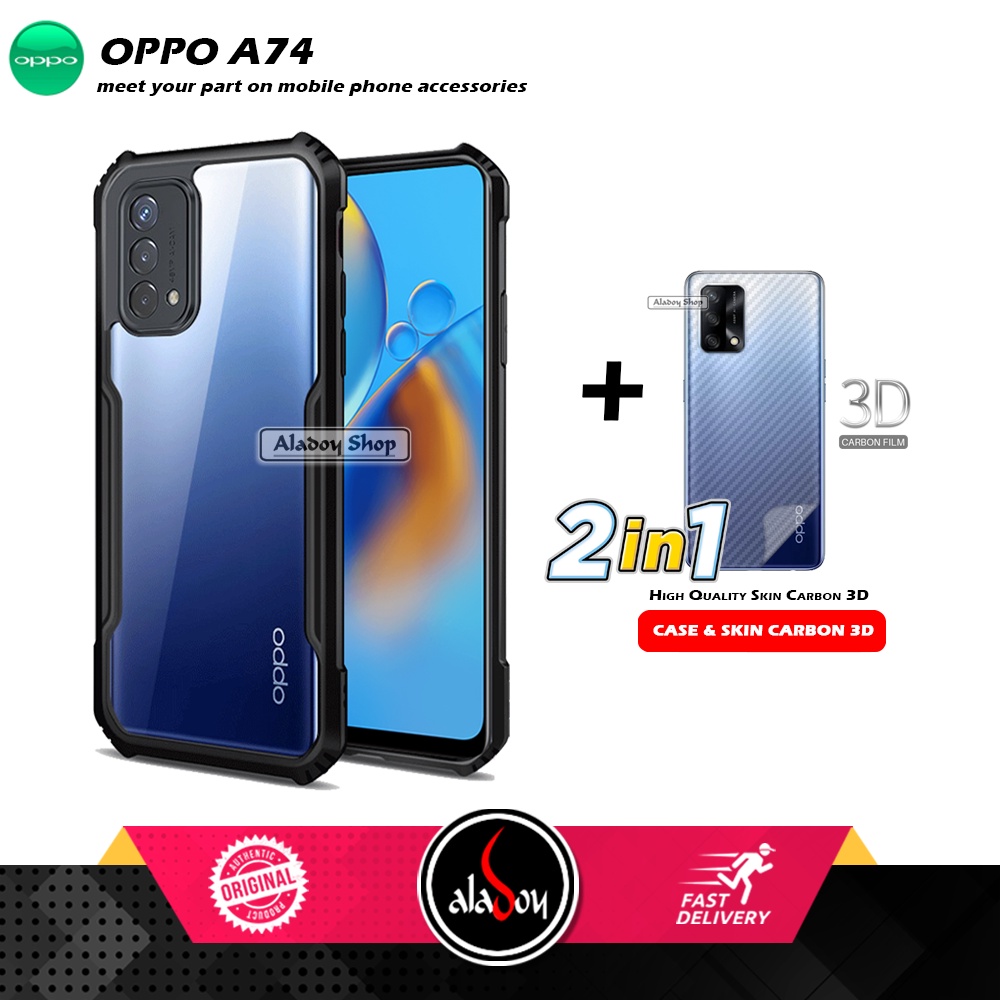 Case OPPO A74 Armor Fusion Transparent Casing Free Skin Carbon 3D