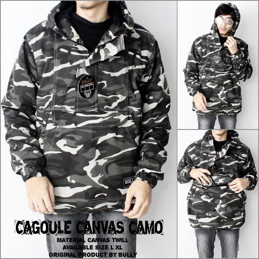 JAKET CAGOULE PRIA KANTONG DORAEMON WARNA CAMO LORENG ARMY ORIGINAL