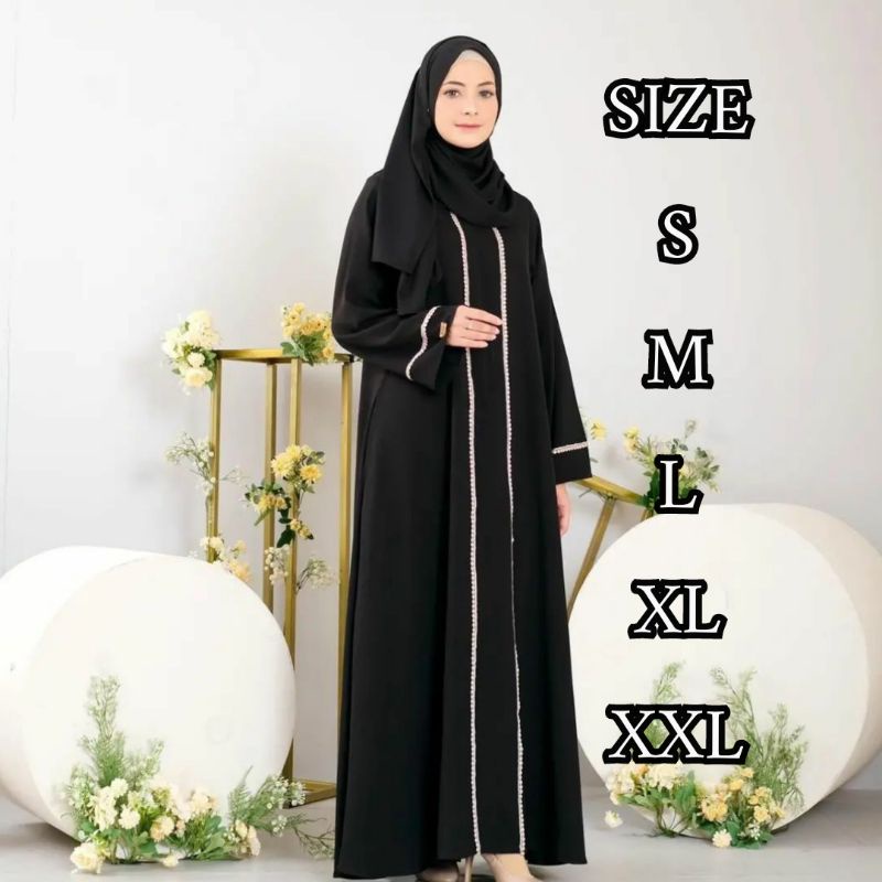 Gamis ABAYA HITAM Wanita Kekinian New Model Kekinian Terbaru 2021-2022 Lebaran kombi S M L XL XXL  G