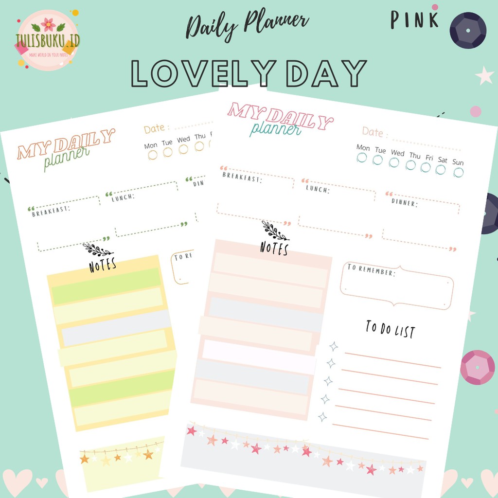 

DAILY PLANNER CATATAN HARIAN LOVELY DAY LOOSE LEAF ISI BINDER A5 / B5 LUCU PASTEL BY TULISBUKU.ID