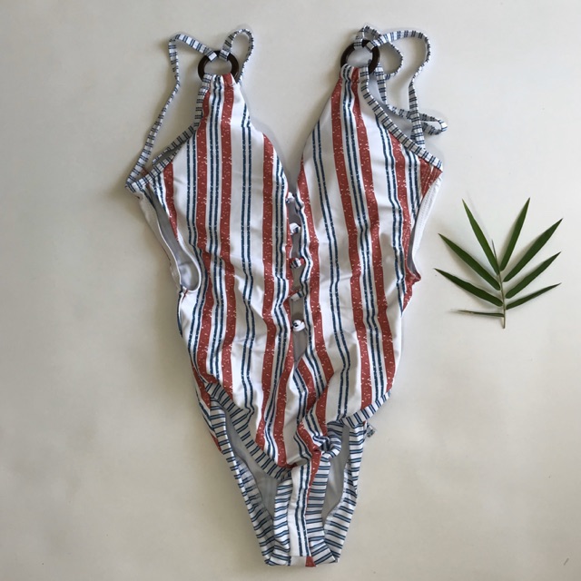 Bikini one piece motif stripes