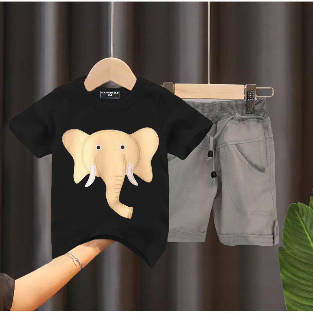 SETELAN CROSS KIDS SETELAN ANAK LAKI LAKI SETELAN ANAK PEREMPUAN MOTIF GAJAH1-5 TAHUN SETELAN ANAK
