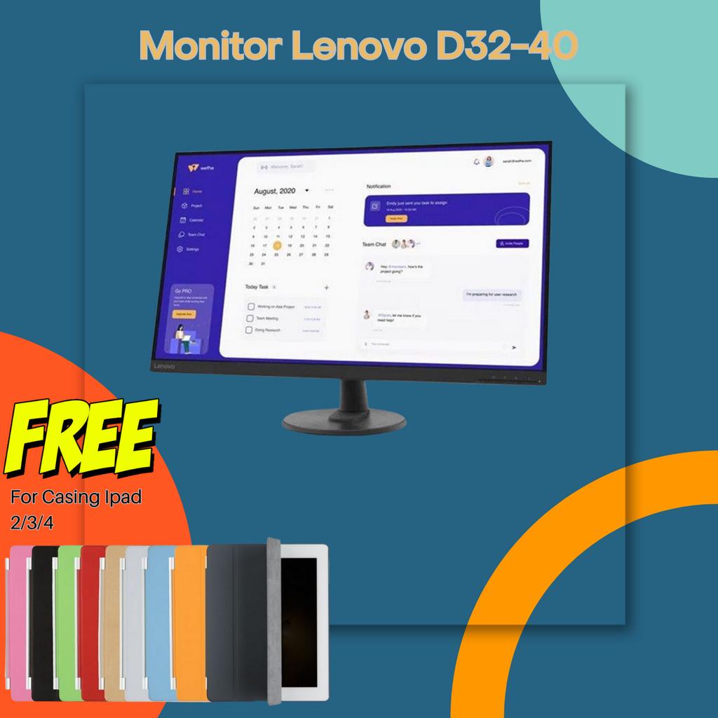 Monitor LED Lenovo D32-40 32&quot; 1080p HDMI DP sRGB 99% Audio Out 3.5mm