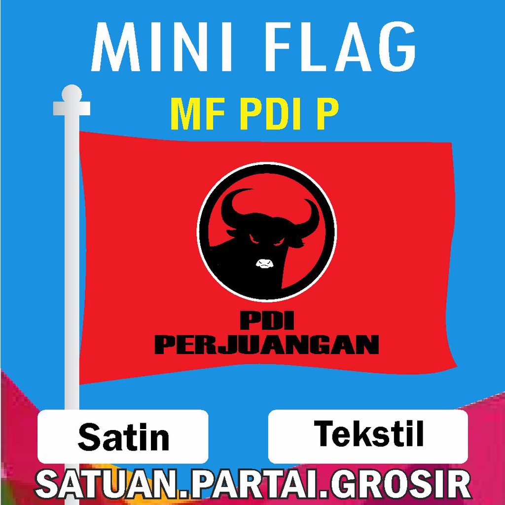 Bendera Partai/Cetak Bendera PDI PERJUANGAN/Cetak Mini Flag PartaiPDI/Bendera PDI