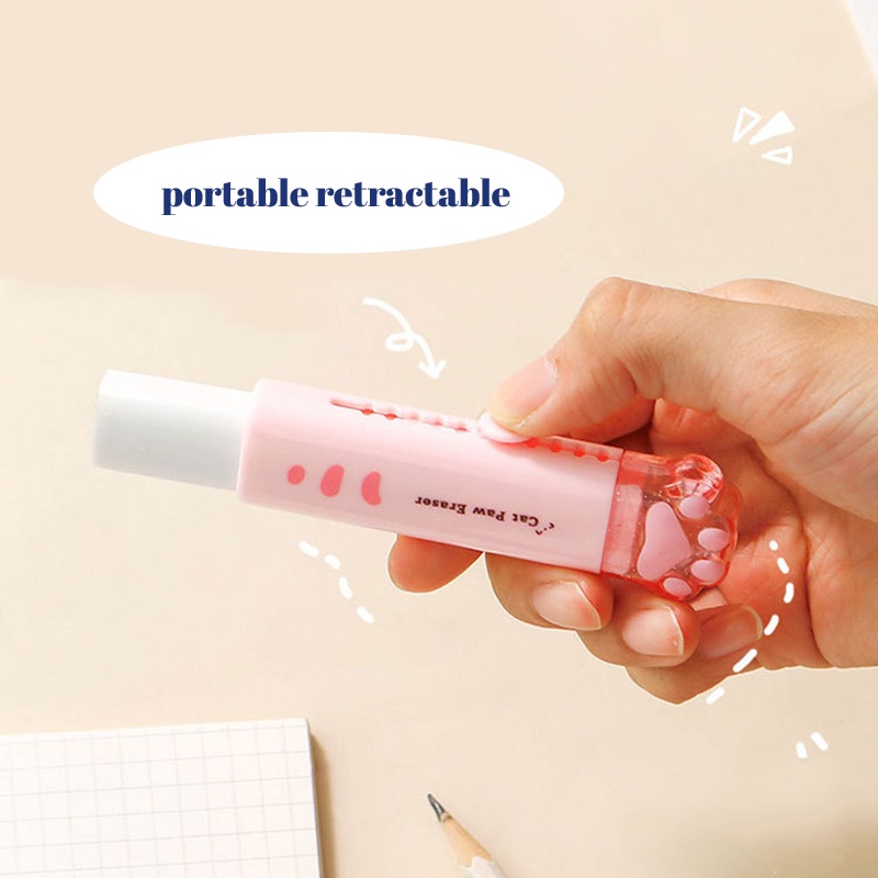 Penghapus / Penghapus Portable Retractable Bentuk Telapak Kaki Kucing Lucu Untuk Kantor