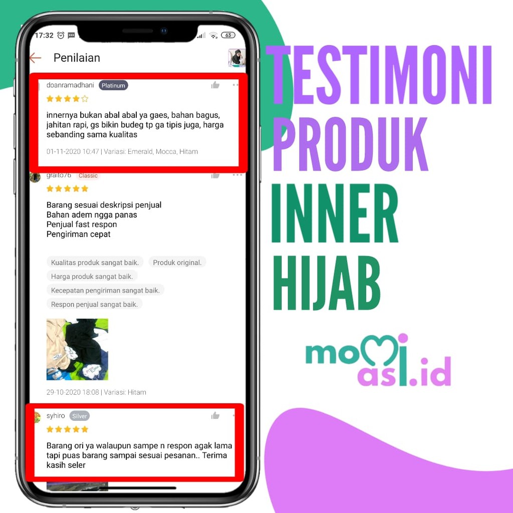 Momiasi - Inner Hijab Antem Ciput Daleman Hijab Inner Ninja Emerald