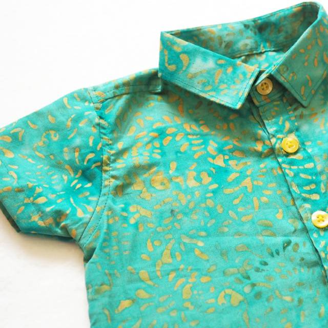  BATIK  TOSCA  Kemeja  Batik  Anak Laki Laki Cowok Hijau  