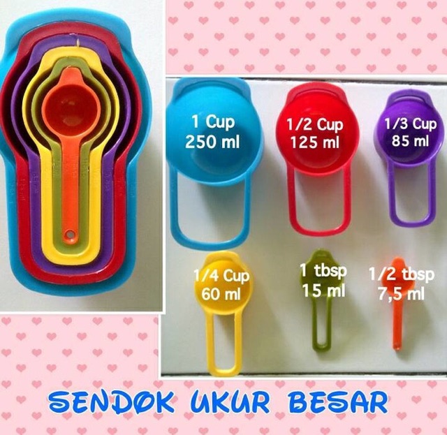 Sendok takar measuring spoon 1 set isi 6 sendok gelas ukur plastik