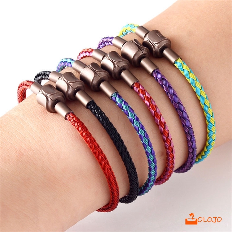 OLOJO Tahan Air Bracelet Tali Kawat Gelang Pria Dan Wanita Tahun Hidup 3D Keras Emas DIY Multi-warna