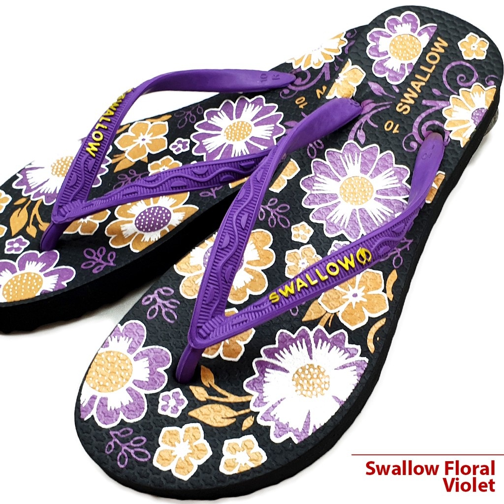 Sandal Jepit Wanita Swallow Floral Motif Bunga Original