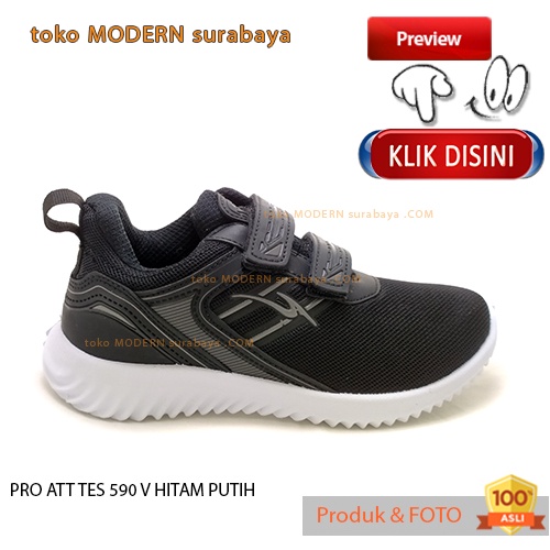 PRO ATT TES 590 V HITAM PUTIH sepatu anak sekolah sneakers kets velcro