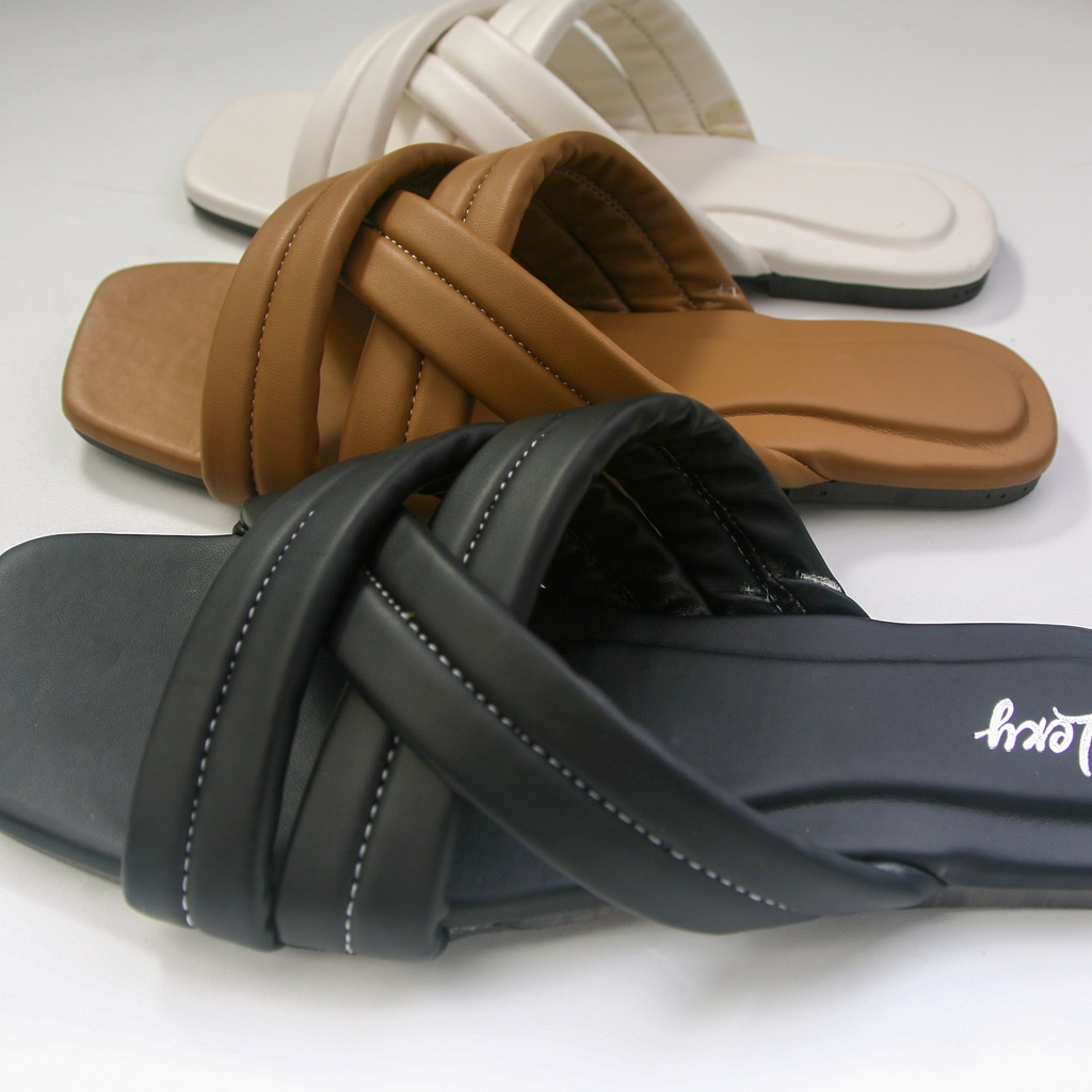 Lexy JISOO Sandal Wanita Flat Teplek