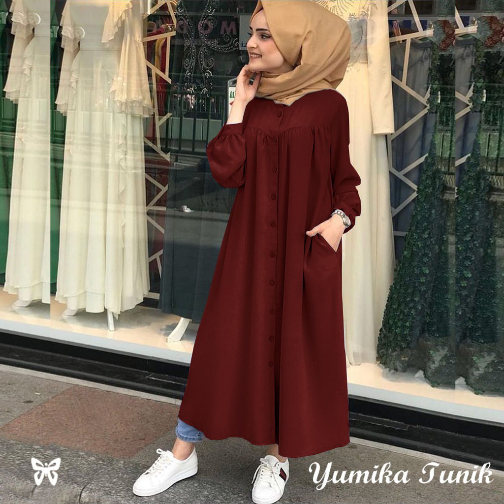 HOPYLOVY - YUMIKA LONG DRESS TUNIK PANJANG WANITA NEW