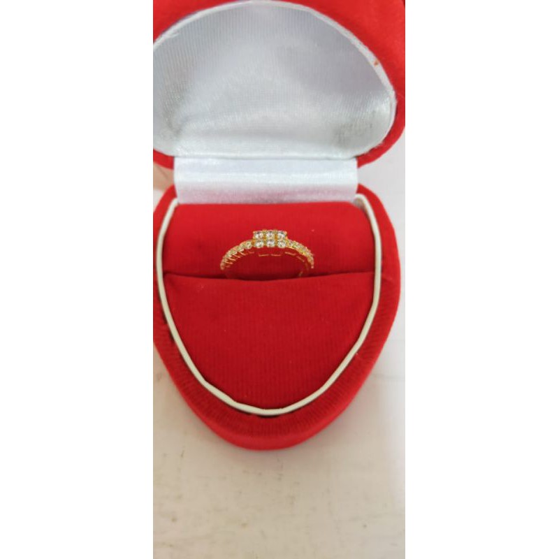 Cincin cor mata baris, Perak 925, Sepuh Emas kuning