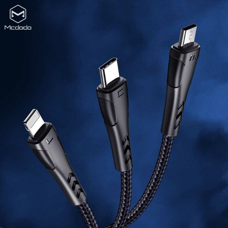 MCDODO Kabel Charger 3 in 1 Type C+Lightning+Micro USB 1.2M