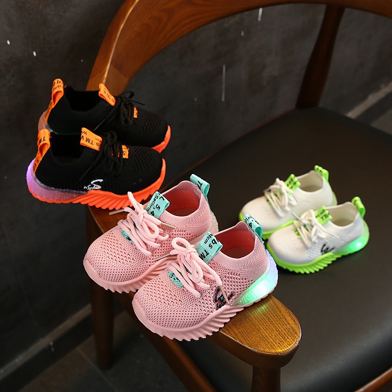 SEPATU SNEAKERS ANAK LAKI-LAKI dan PEREMPUAN Nyala lampu led SIZE 21-30 USIA 1 2 3 4 5 6 tahun WO F1