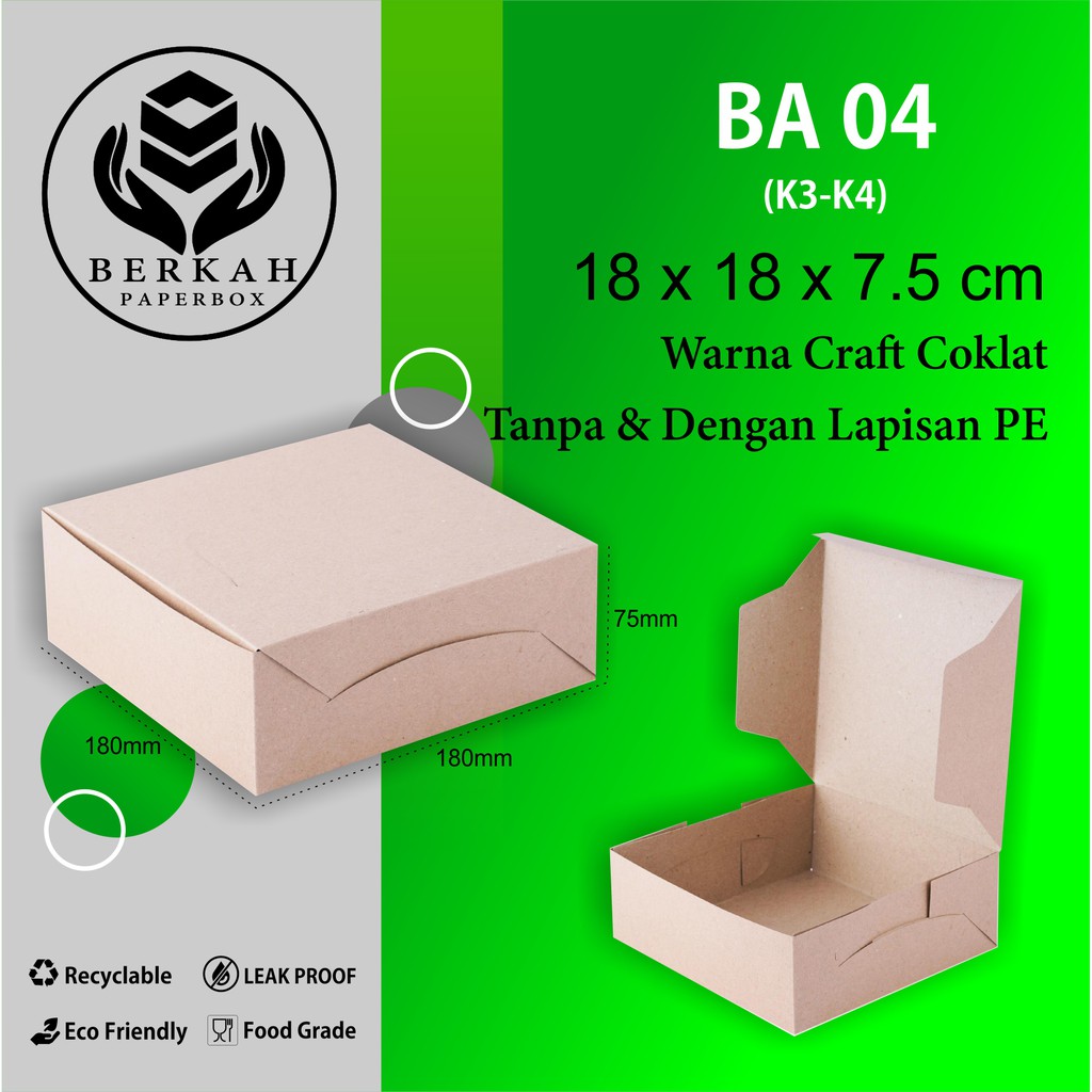 Box Nasi Kotak Box Catering Dus 18x18 Dus Nasi 18x18 (B4K3-18X18X7.5 Cm)