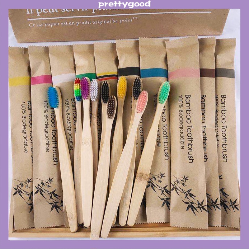 Sikat Gigi Kayu Bambu Premium Perfect Smile Bamboo Toothbrush Natural Eco Friendly Biodegradable Soft Bristles - PD