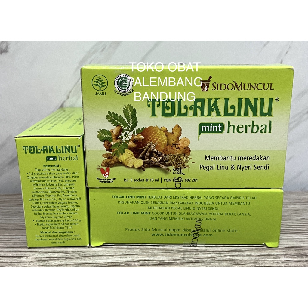 Jual Tolak Linu Mint Herbal 5 Sachet Sido Muncul Cabe Puyang Pegal Linu