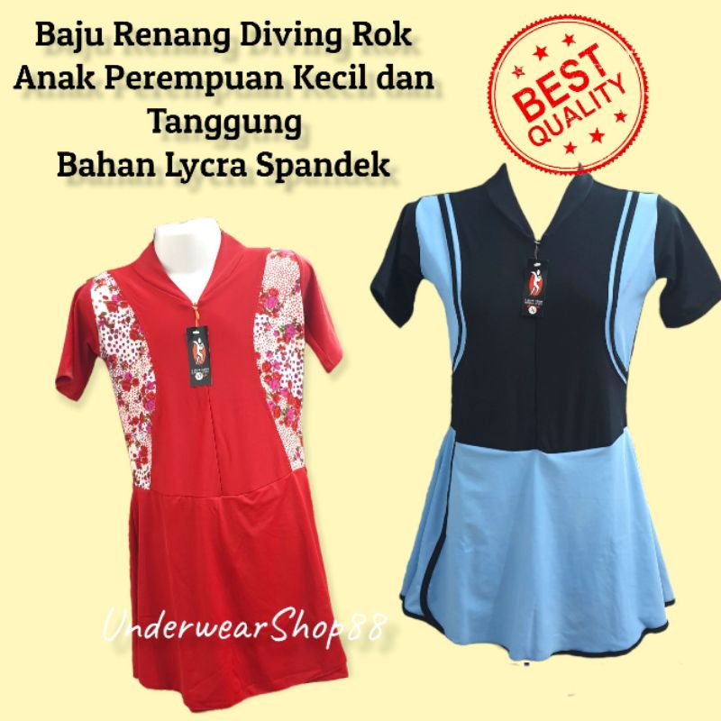 Baju Renang Diving Rok Anak/Baju Renang Diving Rok Anak Tanggung/Baju Renang Rok Murah/Bahan Lycra Spandek/Baju Renang Anak Perempuan