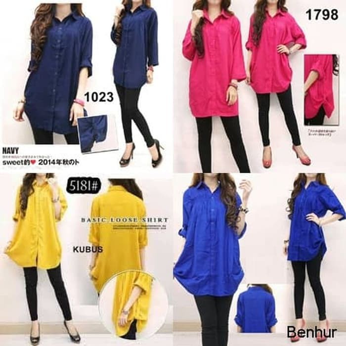 Kemeja Polos Jumbo,Kemeja Wanita Katun Rayon Xxxl