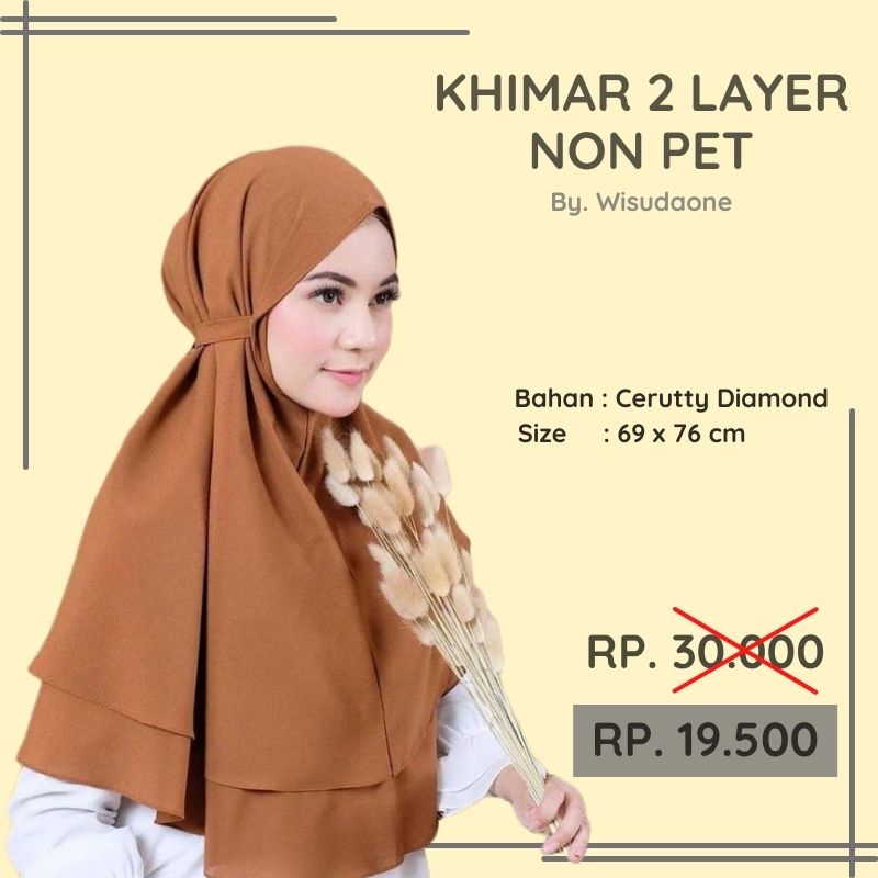 Bergo Maryam 2 Layer Diamond Non Pet Hijab Instant Tali Jilbab Khimar Ceruty By Wisudaone